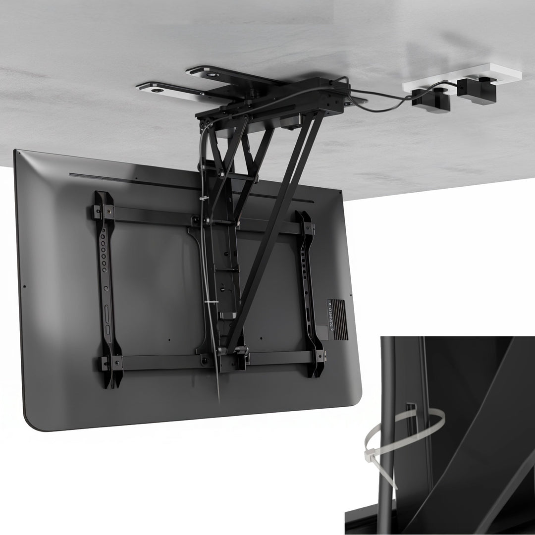 Maclean elektrische Deckenhalterung für TV, TUYA-Unterstützung, max VESA 600x400, 90st schwenkbar, 32"-75", 35kg, MC-490
