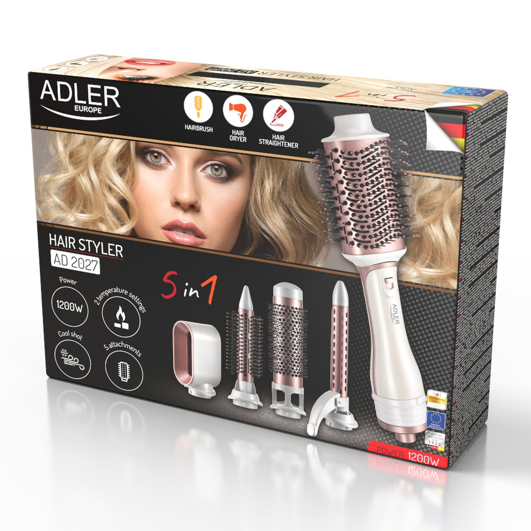 Adler 5-in-1 Lockenstab/Haartrockner 1200W, 5 Aufsätze, AD 2027