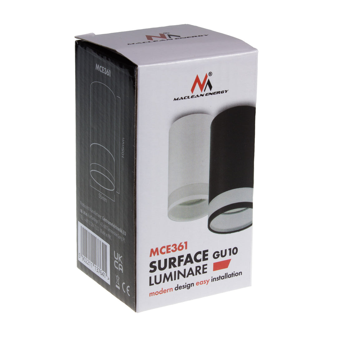 Maclean Anbauleuchte /  Spot, rund, Aluminium, GU10, 55x105mm, weiß, MCE361 W
