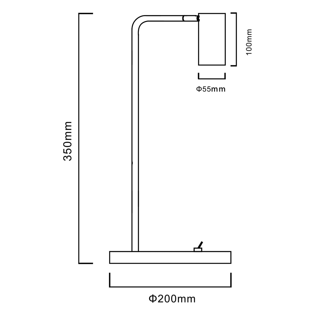 GU10 Schreibtischlampe mit Ein/Aus Schalter schwarz 55x90mm