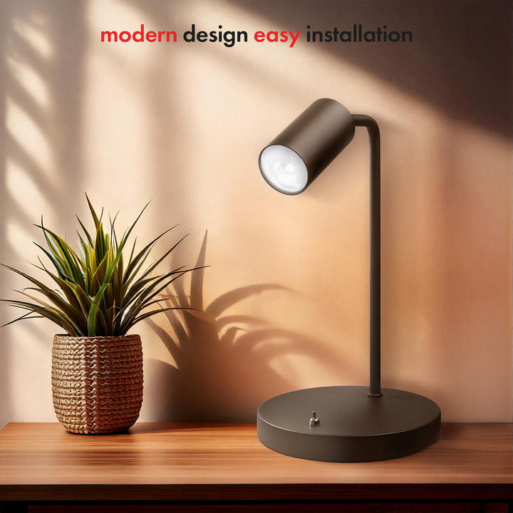 GU10 Schreibtischlampe mit Ein/Aus Schalter schwarz 55x90mm