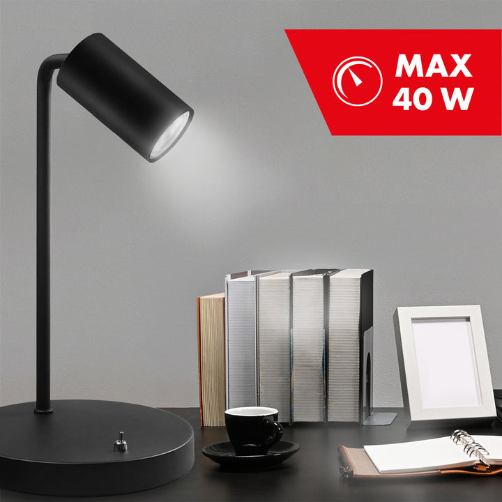 GU10 Schreibtischlampe mit Ein/Aus Schalter schwarz 55x90mm