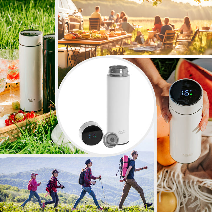 Adler Thermoskanne, LED-Touchdisplay, Fassungsvermögen 473 ml, Farbe Weiß, AD 4506