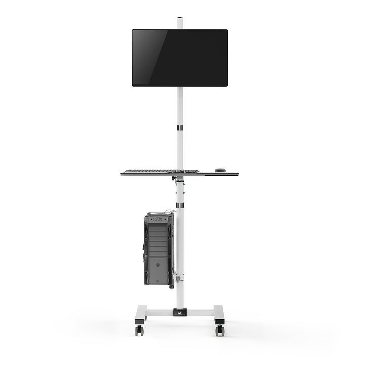 Maclean professioneller Standwagen, mobiler Computerarbeitsplatz auf Rädern, max 17"-32", max 20kg, MC-793