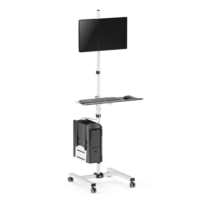 Maclean professioneller Standwagen, mobiler Computerarbeitsplatz auf Rädern, max 17"-32", max 20kg, MC-793