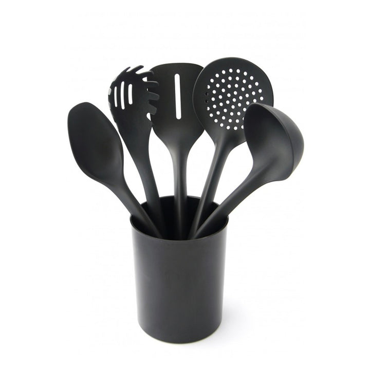 Set aus 5 Küchenwerkzeugen + 15 cm Behälter schwarz Practic Handy