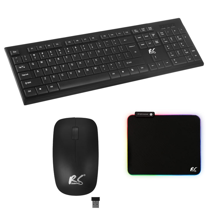 Kabellose Tastatur + Maus + Mauspad Set NanoRS, RS580