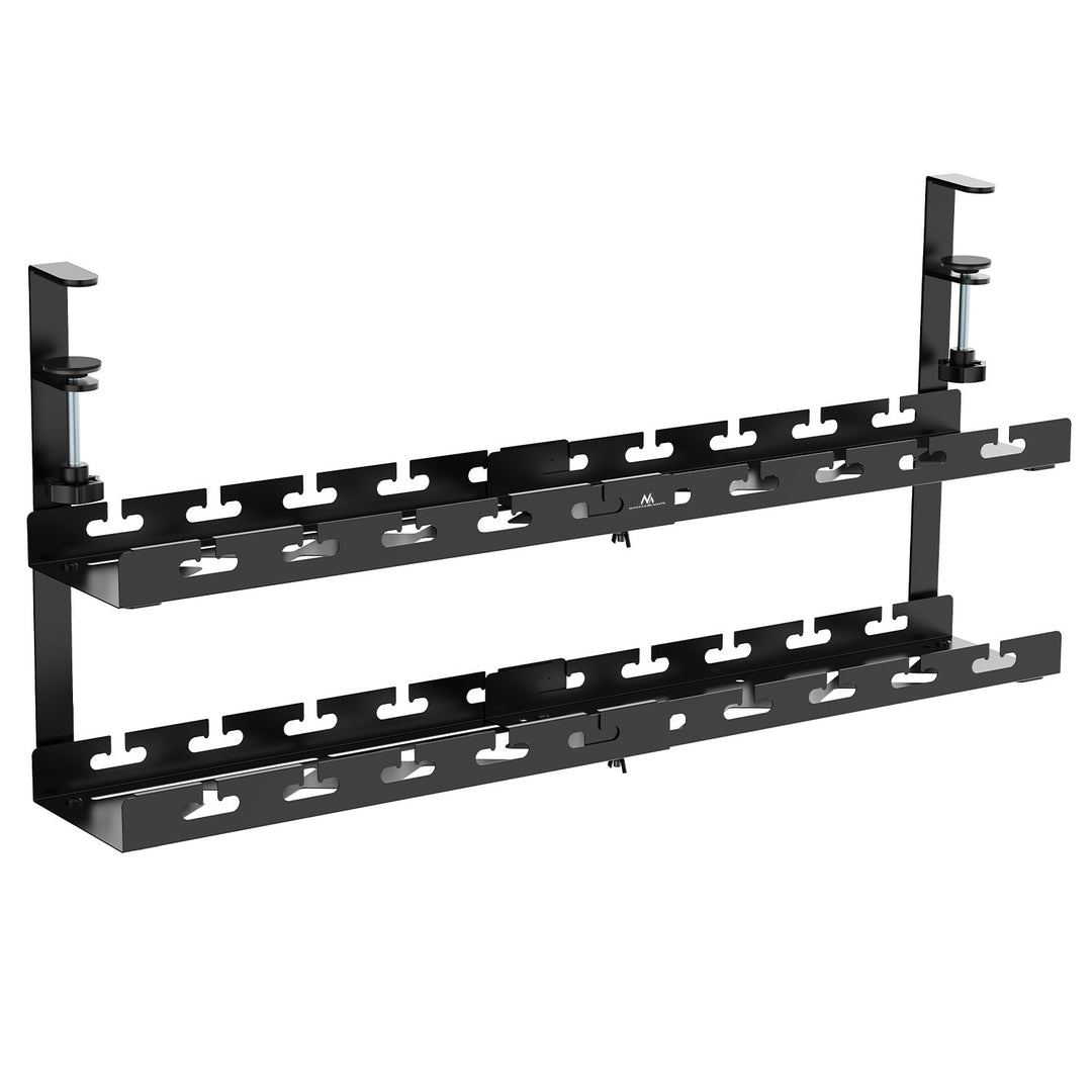 Maclean Untertisch-Kabelorganisation, max. 5kg Belastung, max. 728mm, 2 Ebenen, schwarz, MC-102 B