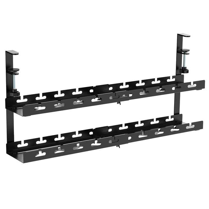 Maclean Untertisch-Kabelorganisation, max. 5kg Belastung, max. 728mm, 2 Ebenen, schwarz, MC-102 B