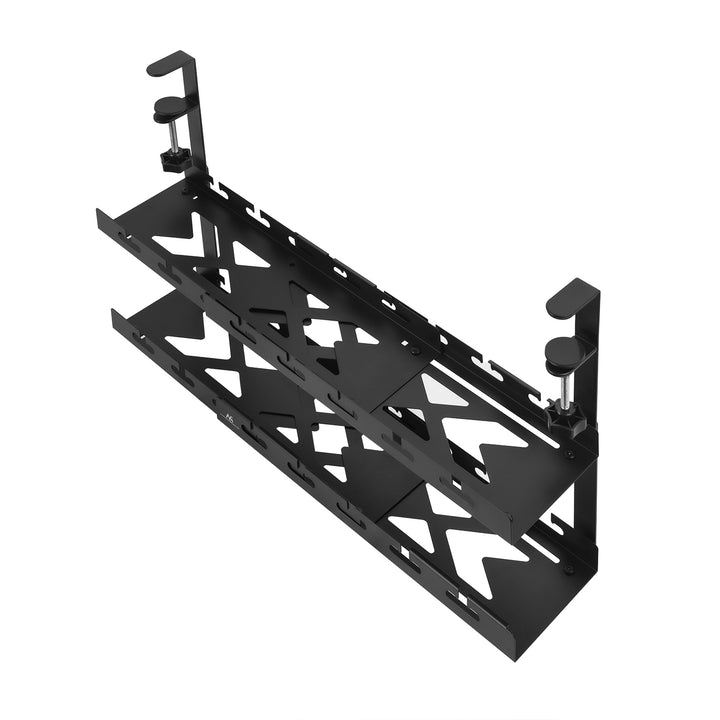 Maclean Untertisch-Kabelorganisation, max. 5kg Belastung, max. 728mm, 2 Ebenen, schwarz, MC-102 B