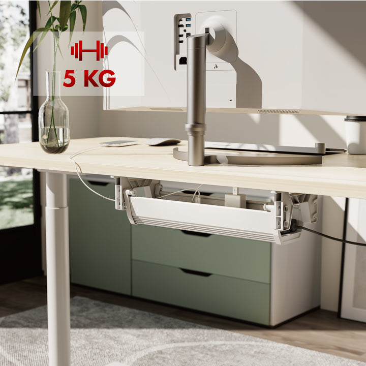 Maclean Untertisch-Kabel-/Auszugsorganisation, max. Belastung 5kg, weiß, MC-106 W