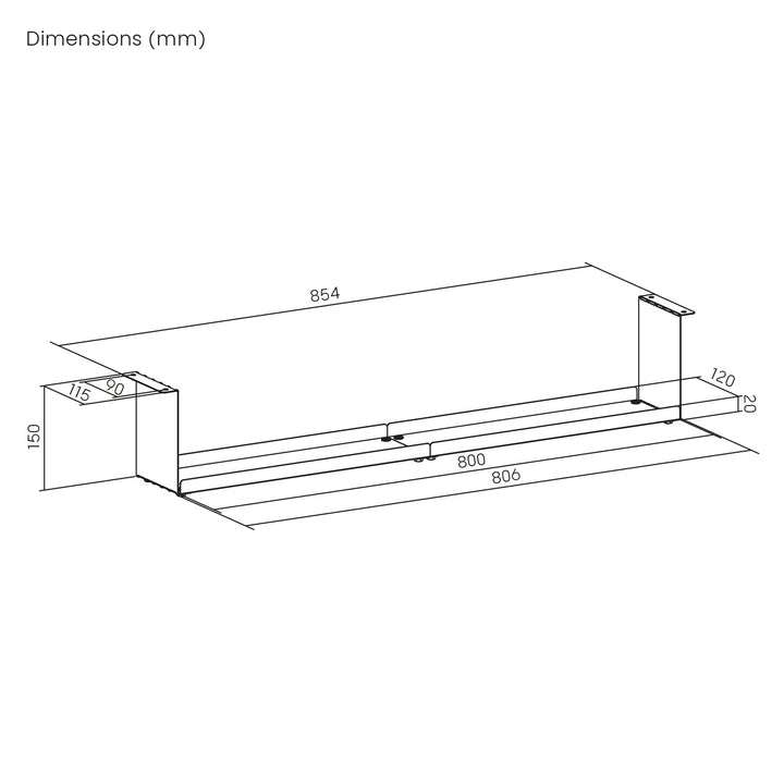 Maclean kompakter Untertisch-Kabelsammler, Tragfähigkeit 5 kg, schwarz, MC-107 B
