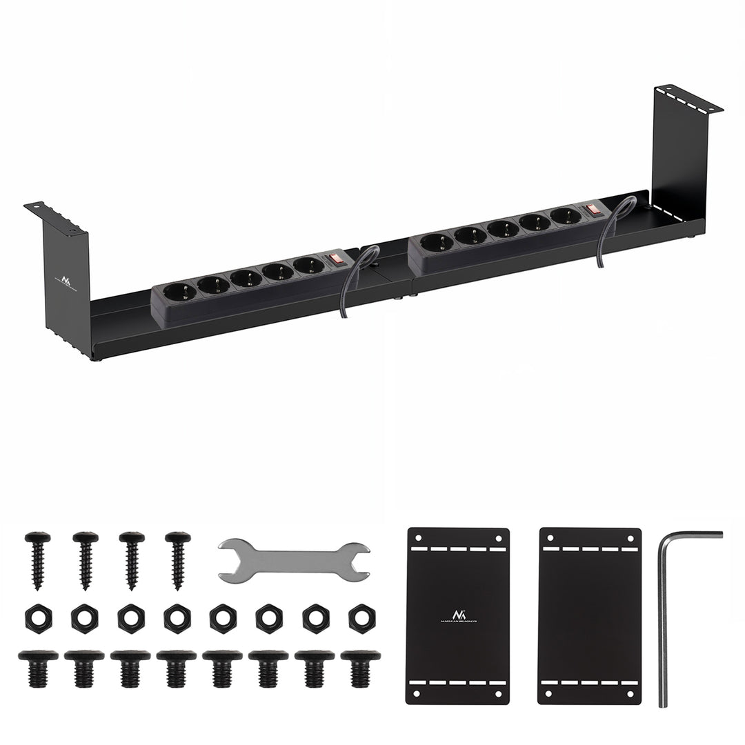 Maclean kompakter Untertisch-Kabelsammler, Tragfähigkeit 5 kg, schwarz, MC-107 B