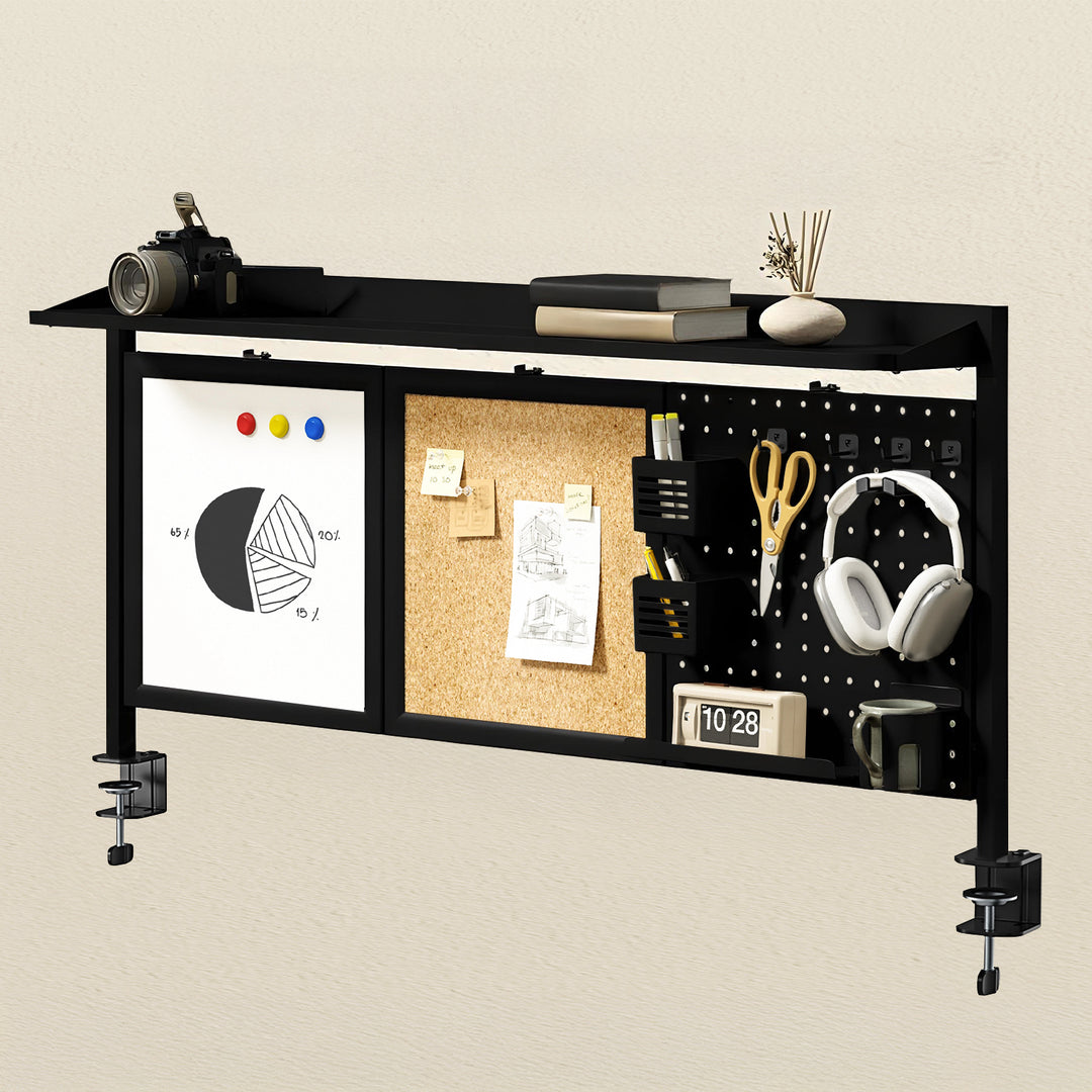 Schreibtischteiler / Organizer Ergo Office, max. Belastung 10kg, weiß und Korkplatte, Breite 1250mm, schwarz,ER-300 B