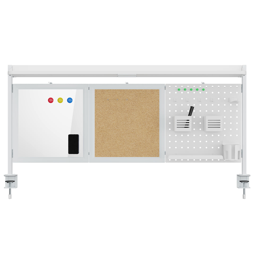 Schreibtischteiler / Organizer Ergo Office, max. Belastung 10kg, weiß und Korkplatte, Breite 1250mm, weiß, ER-300 W