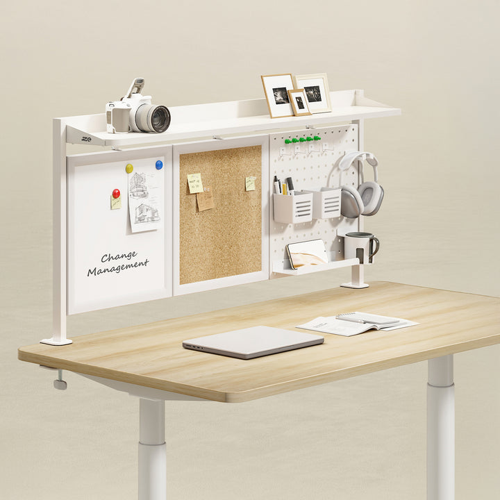 Schreibtischteiler / Organizer Ergo Office, max. Belastung 10kg, weiß und Korkplatte, Breite 1250mm, weiß, ER-300 W