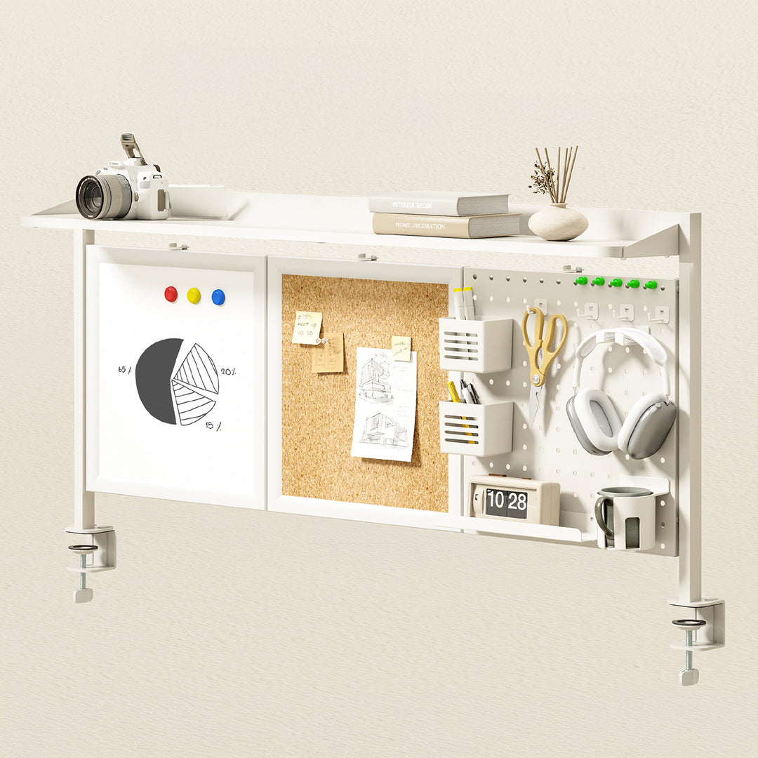 Schreibtischteiler / Organizer Ergo Office, max. Belastung 10kg, weiß und Korkplatte, Breite 1250mm, weiß, ER-300 W