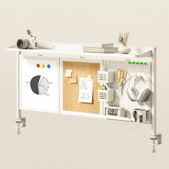 Schreibtischteiler / Organizer Ergo Office, max. Belastung 10kg, weiß und Korkplatte, Breite 1250mm, weiß, ER-300 W