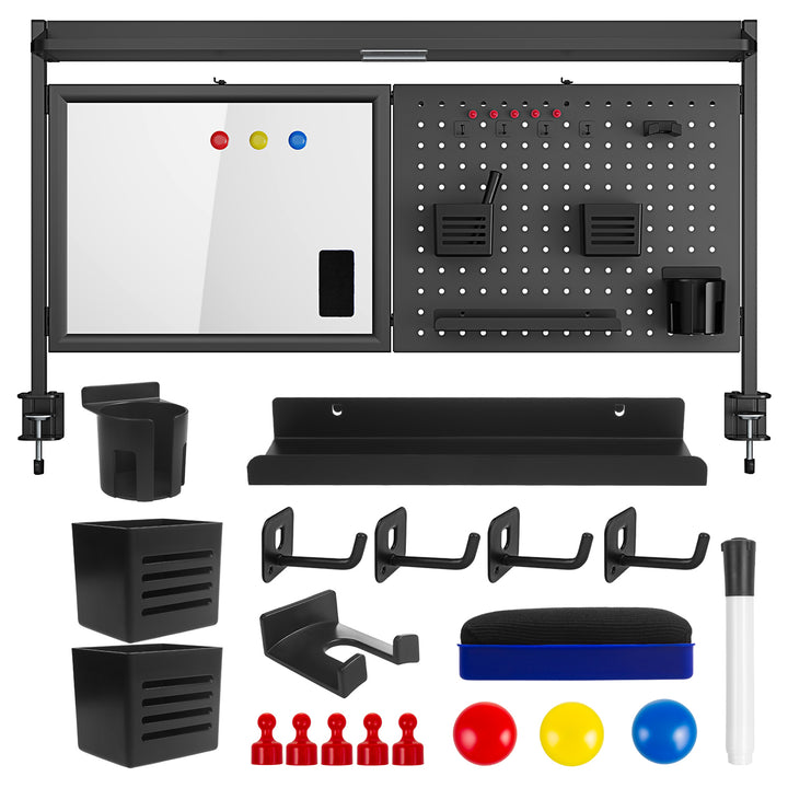 Schreibtischteiler / Organizer Ergo Office, max. Belastung 10kg, weiße Tafel, Breite 1116mm, schwarz, ER-301 B
