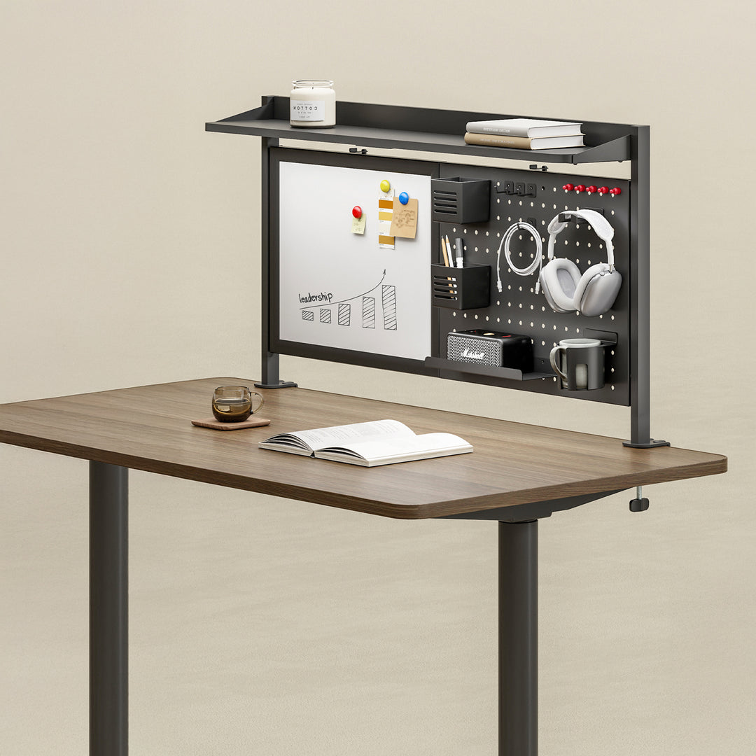 Schreibtischteiler / Organizer Ergo Office, max. Belastung 10kg, weiße Tafel, Breite 1116mm, schwarz, ER-301 B