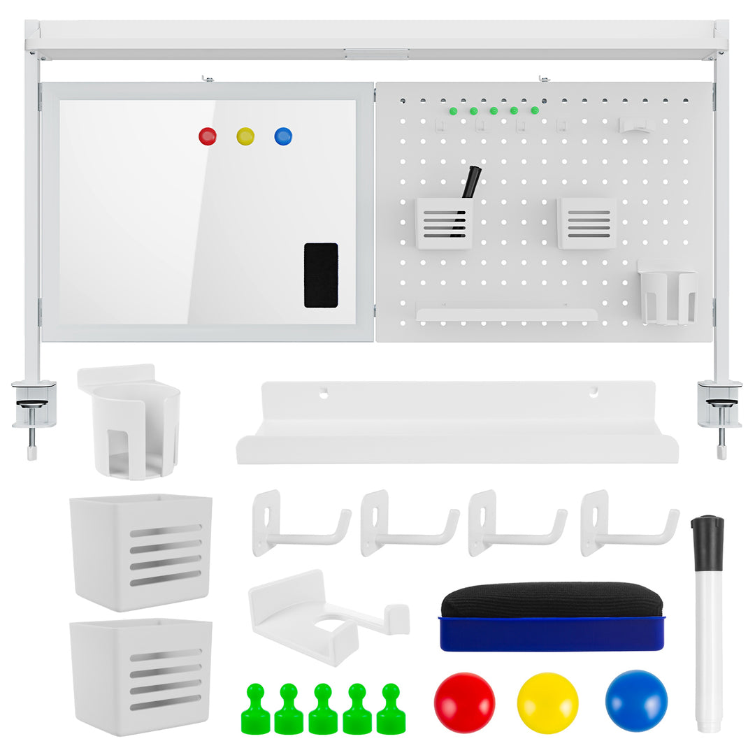 Schreibtischteiler / Organizer Ergo Office, max. Belastung 10kg, weiße Tafel, Breite 1116mm, weiß, ER-301 W