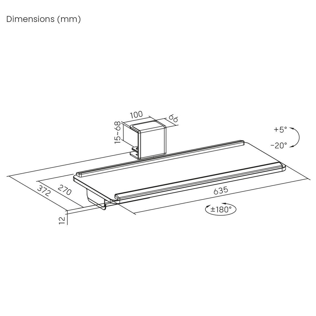 Maclean Untertisch Tastaturhalterung, max. 5kg belastbar, horizontal und vertikal verstellbar, schwarz, MC-108 B