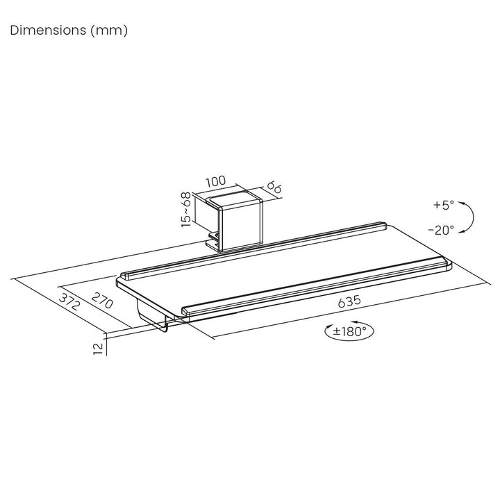 Maclean Untertisch Tastaturhalterung, max. 5kg belastbar, horizontal und vertikal verstellbar, schwarz, MC-108 B