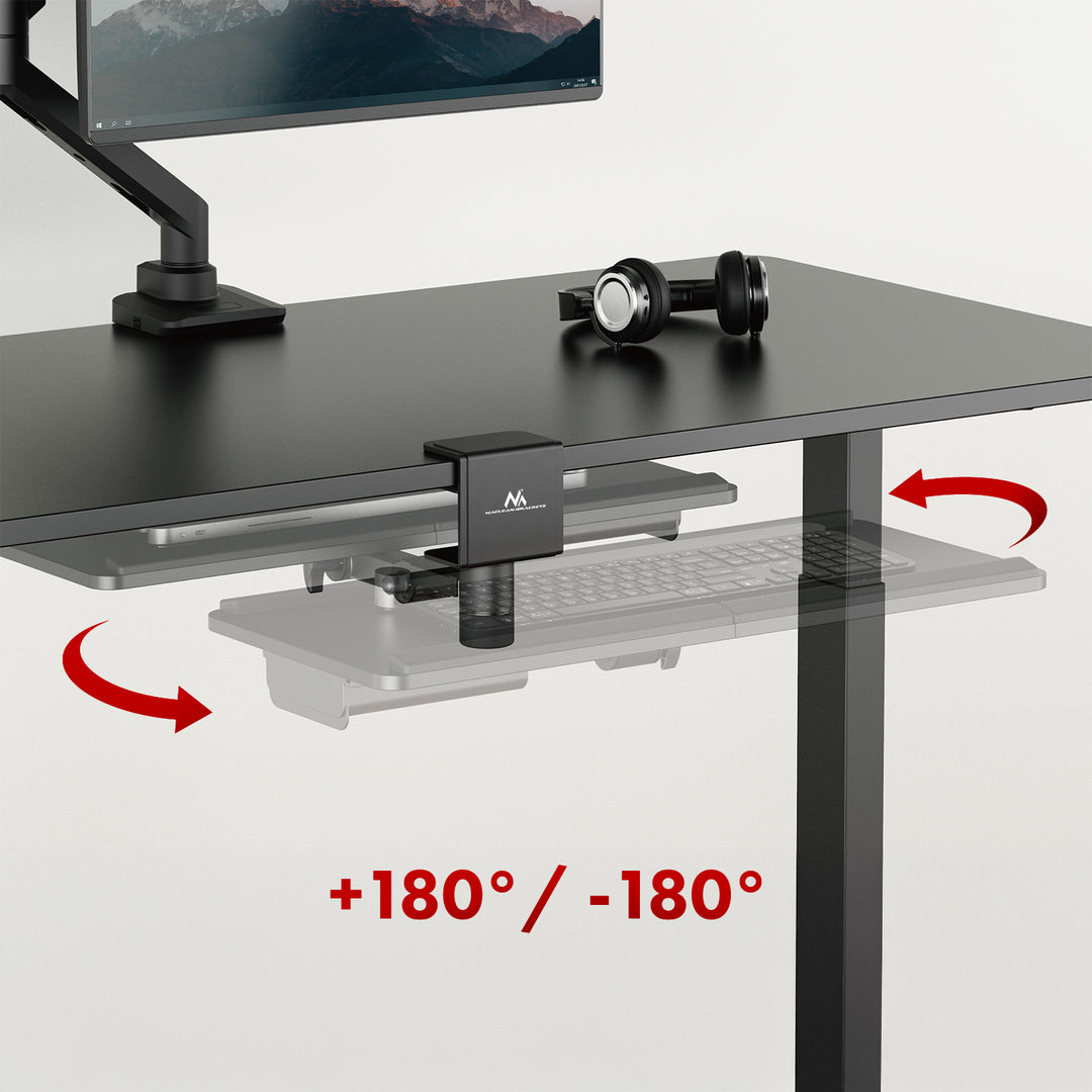 Maclean Untertisch Tastaturhalterung, max. 5kg belastbar, horizontal und vertikal verstellbar, schwarz, MC-108 B