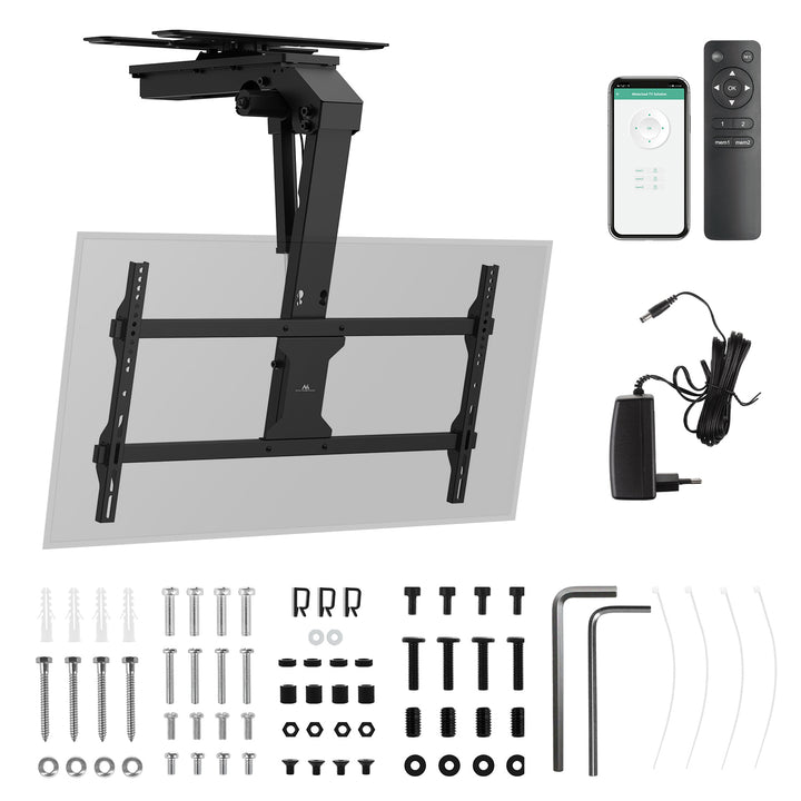 Elektrische Halterung für Maclean TV, Decke, Tuya-Support, max. VESA 800x400, verstellbar +90°~-90°, für TV 43-86", max. 45kg, MC-109 T