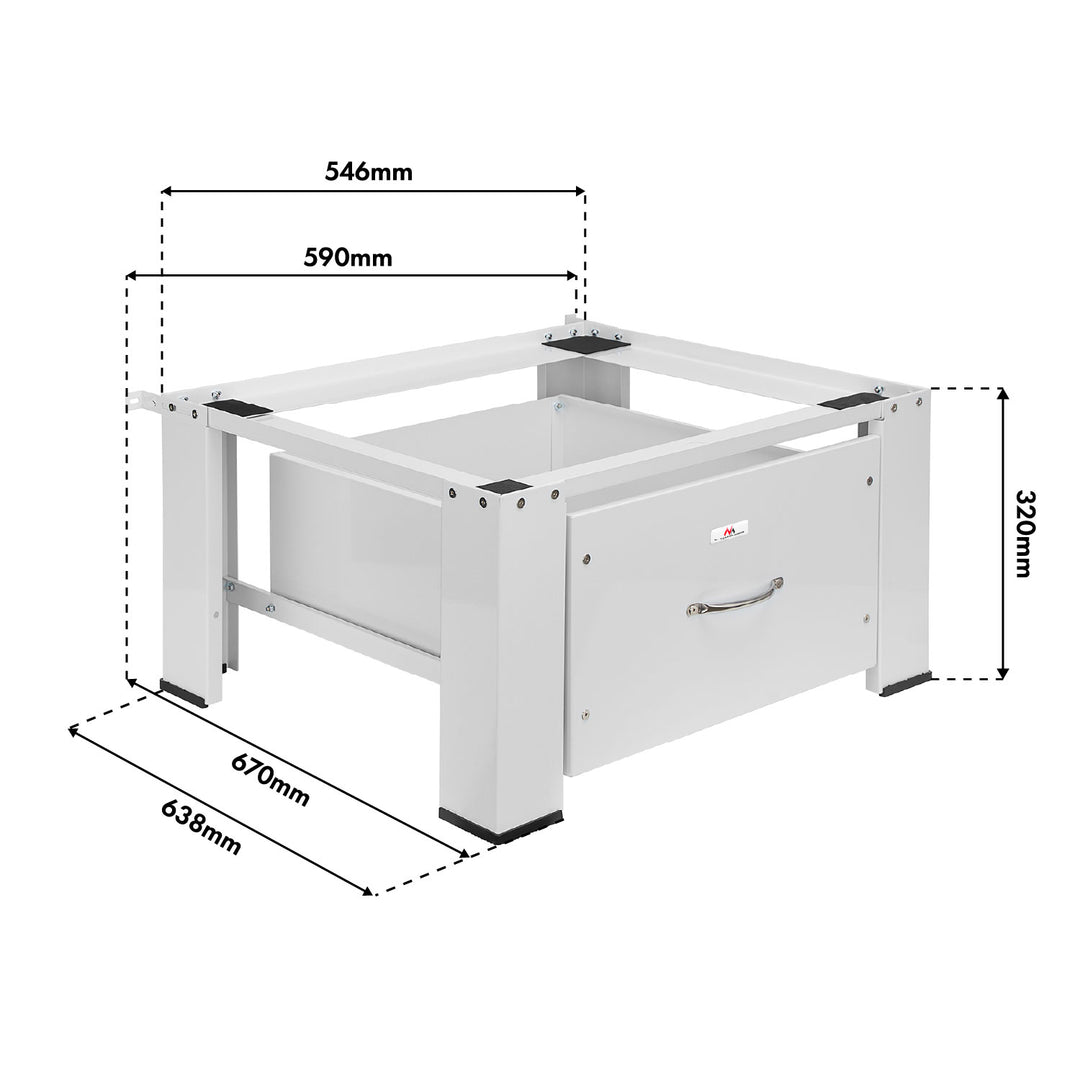 Waschmaschinen-/Trocknerunterschrank mit Schublade „Maclean“, max. Belastbarkeit 150 kg, weiß, MC-117 W