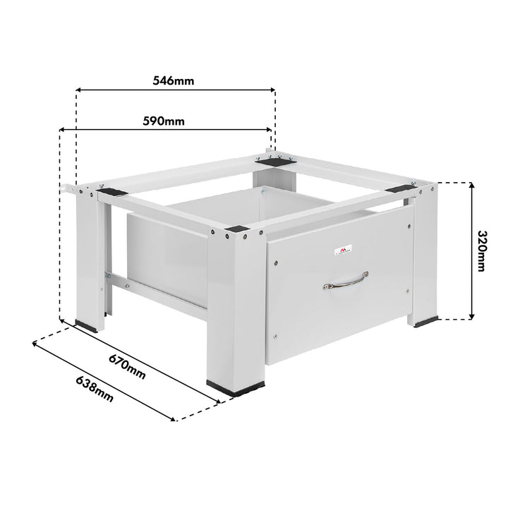 Waschmaschinen-/Trocknerunterschrank mit Schublade „Maclean“, max. Belastbarkeit 150 kg, weiß, MC-117 W