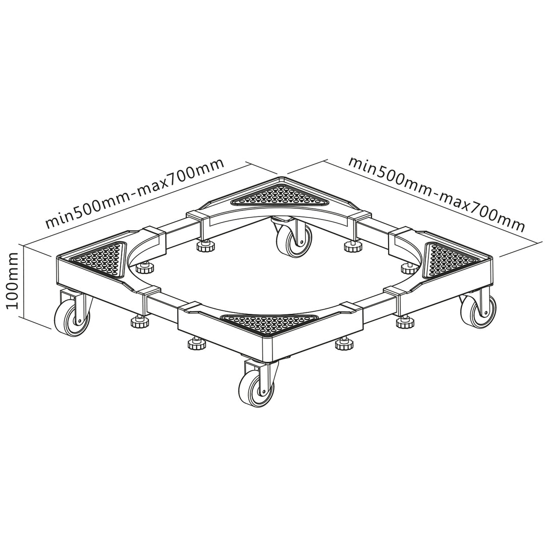 Fahrbarer Waschmaschinenständer Maclean, feststellbar auf Rollen, 500-700mm breit, universal, bis 200kg, MC-118 B