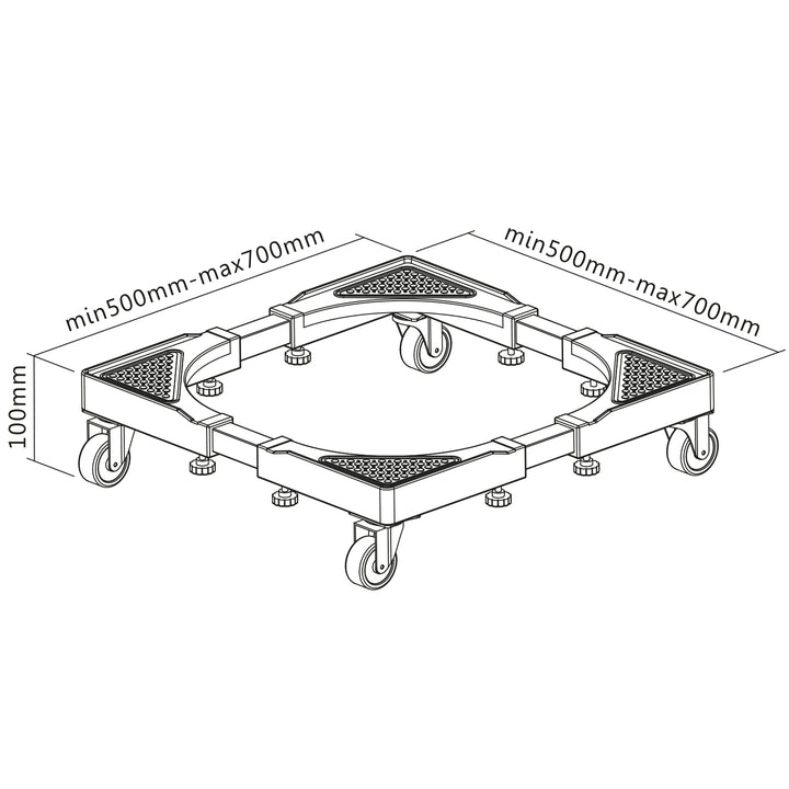 Fahrbarer Waschmaschinenständer Maclean, feststellbar auf Rollen, 500-700mm breit, universal, bis 200kg, MC-118 B