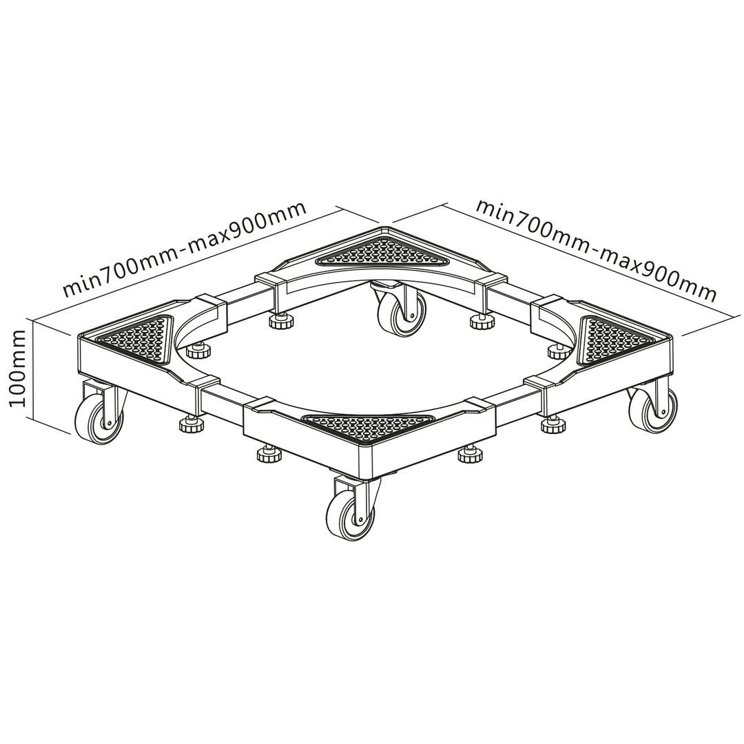 Fahrbarer Waschmaschinenständer Maclean, feststellbar auf Rollen, 700-900mm breit, universal, bis 200kg, MC-119 B