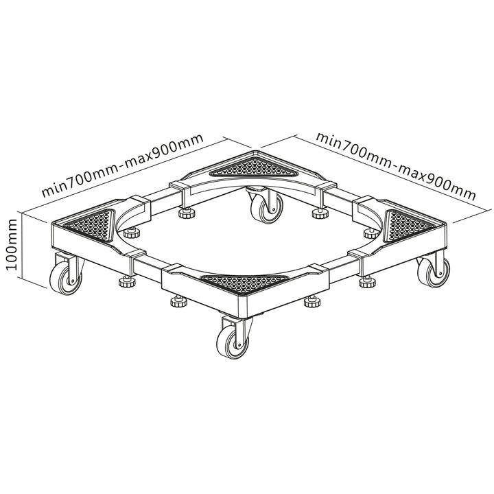 Fahrbarer Waschmaschinenständer Maclean, feststellbar auf Rollen, 700-900mm breit, universal, bis 200kg, MC-119 B