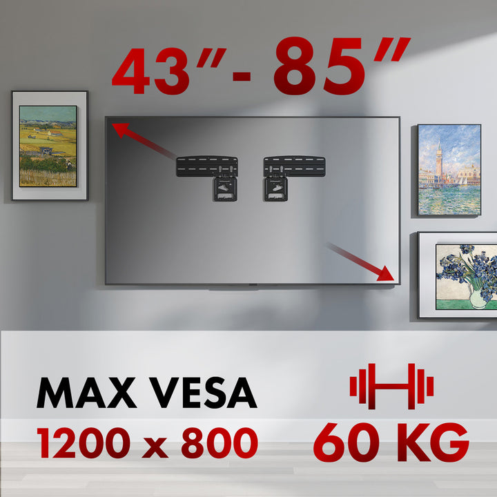 Maclean TV-Halterung, kompatibel mit Samsung QLED-TVs, 43"-85", max. 60kg, MC-806 N