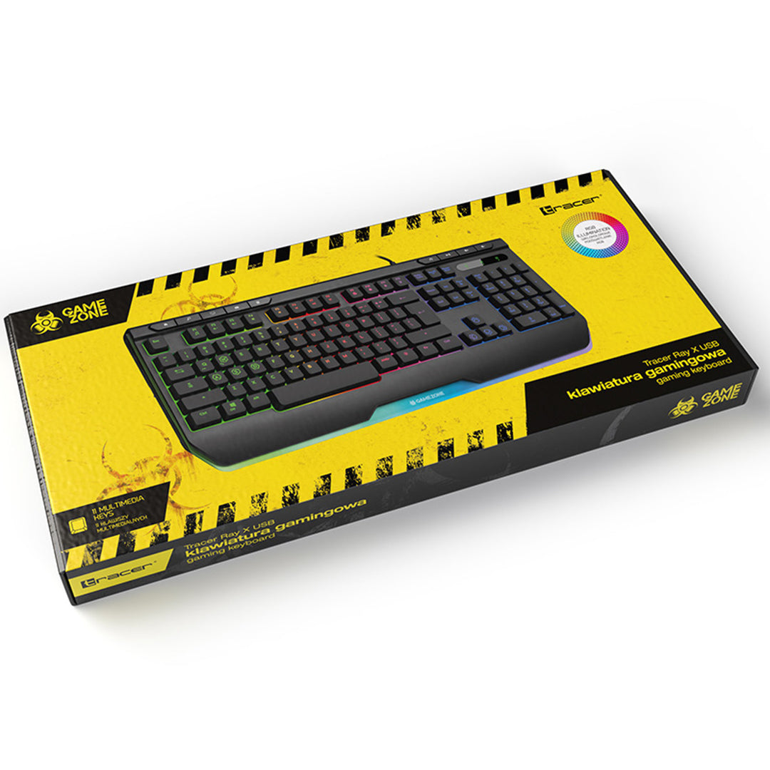 Tracer QWERTY Gaming-Tastatur,RGB-Hintergrundbeleuchtung, USB, GAMEZONE RAY X USB