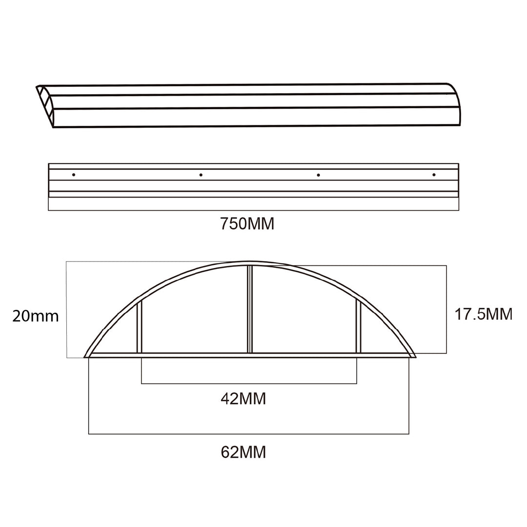 Aluminium-Kabelabdeckleiste 62x20x750mm schwarz MC-814 B Maclean