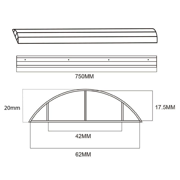 Aluminium-Kabelabdeckleiste 62x20x750mm schwarz MC-814 B Maclean