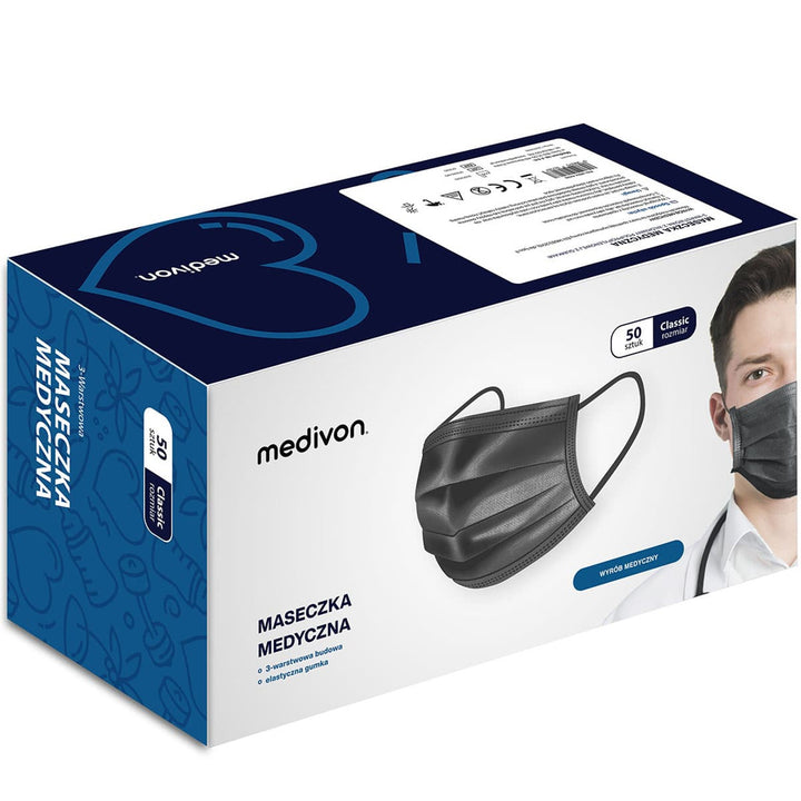Medivon MDV-4430 Typ II antivirale chirurgische Schutzmaske, 3-lagig, 50 Stück