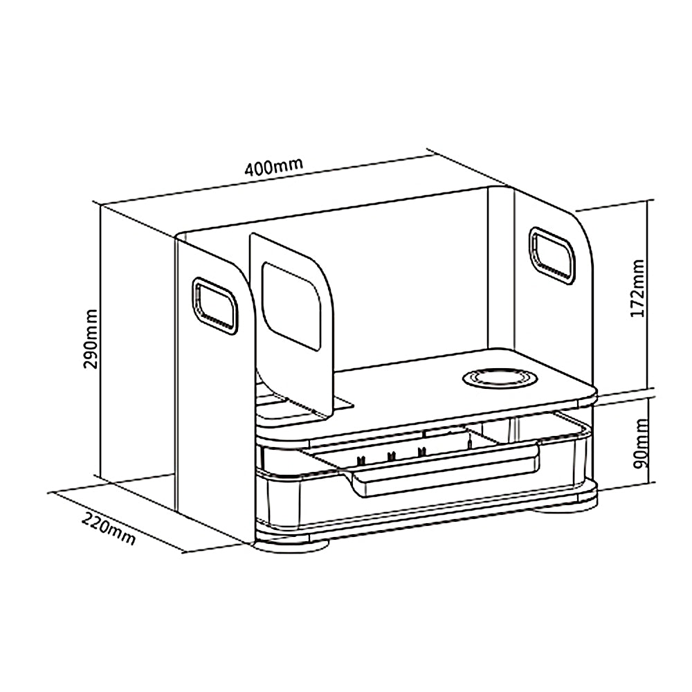 Schreibtisch-Organizer mit Schublade und kabellosem Ladegerät Ergo Office, weiß, max. 10kg, ER-441 + Schreibtisch-Organizer für Büroutensilien bis zu 5kg ER-442