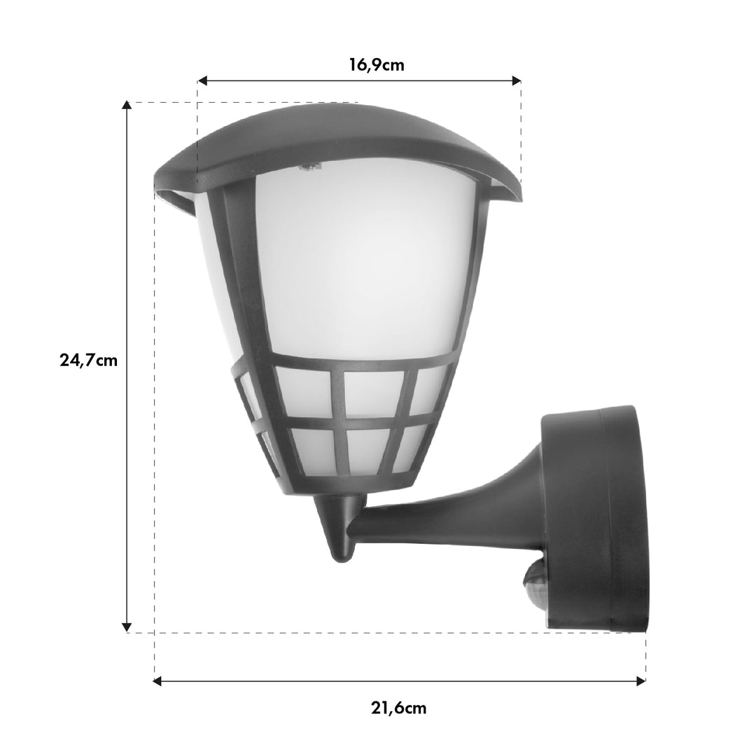 Wandleuchte 1xE27 mit Sensor Maclean, Infrarotsensor, max. Belastung 60W, IP65, Farbe grau, MCE518 GR + LED-Glühbirne E27, 6W 230V Maclean Energy MCE267 WW warmweiß 3000Klm 720lm Retro-Edison dekorativ