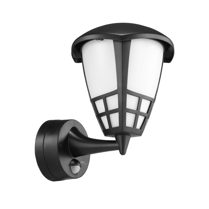 Wandleuchte 1xE27 mit Sensor Maclean, Infrarotsensor, max. Belastung 60W, IP65, schwarz, MCE518 B + LED-Glühbirne E27, 11W 230V Maclean Energy MCE280 WW warmweiß 3000K 1500lm retro edison dekorativ A60
