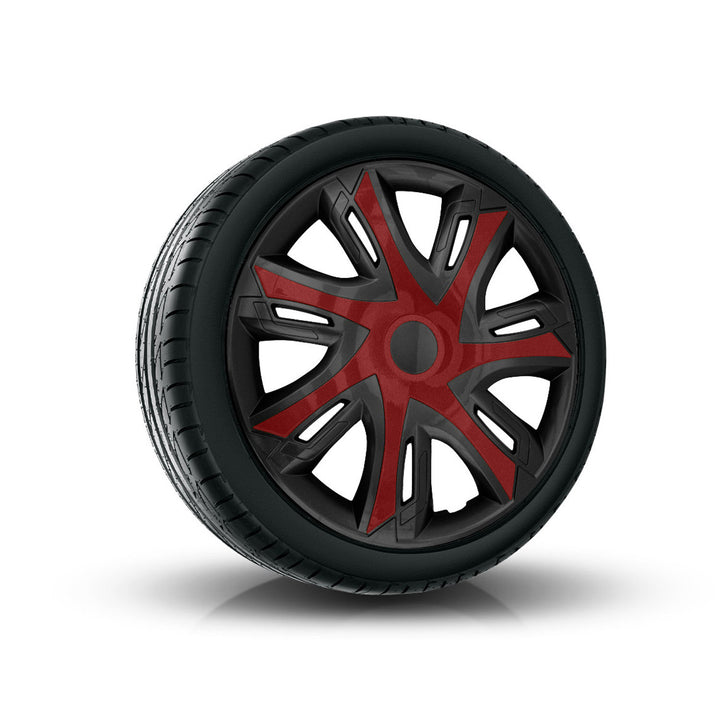 Radzierblenden für Stahlfelgen Zweifarbige Radkappen Satz 4er Set Auto KFZ  ABS-Kunststoff Weinrot / schwarz 15"