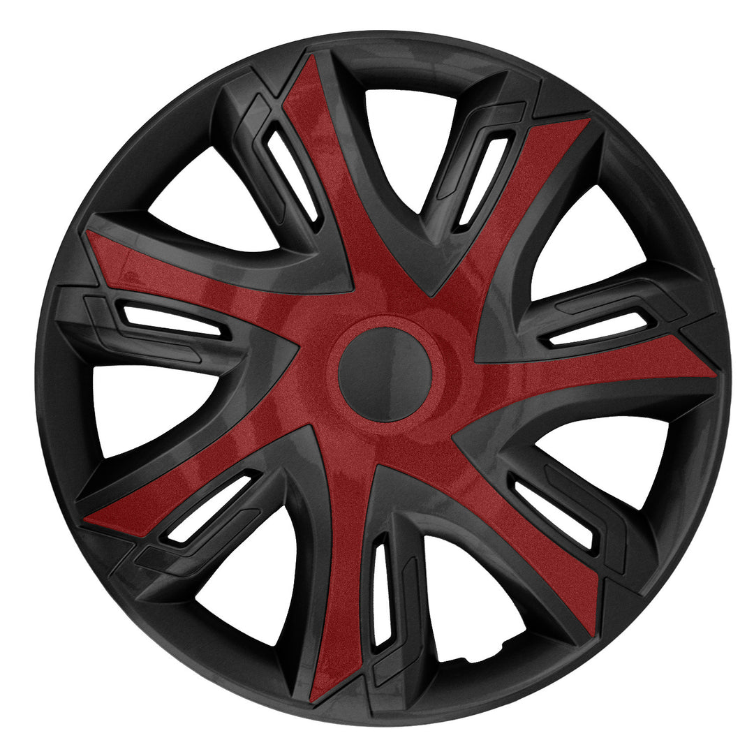 Radzierblenden für Stahlfelgen Zweifarbige Radkappen Satz 4er Set Auto KFZ  ABS-Kunststoff Weinrot / schwarz 15"