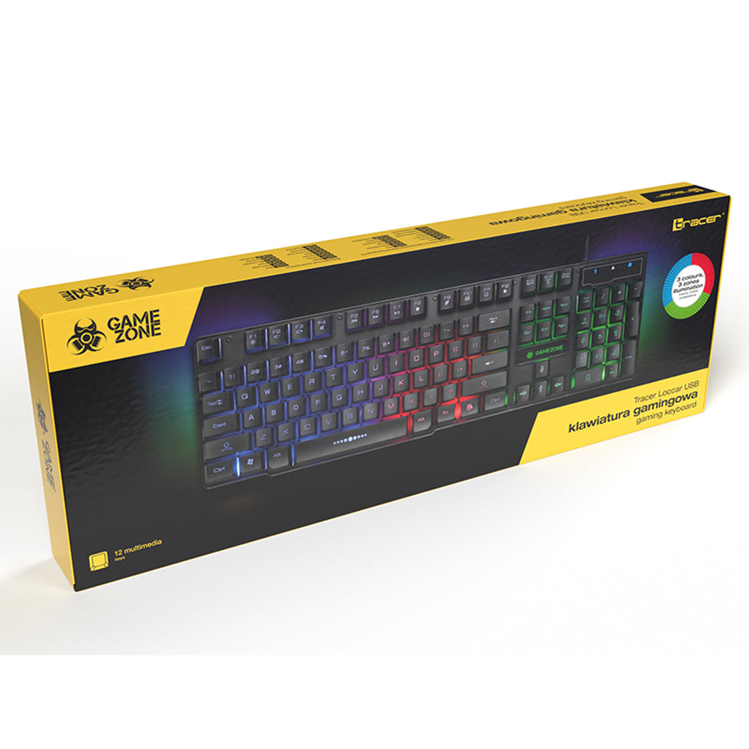 Tracer QWERTY Gaming-Tastatur, LED-Hintergrundbeleuchtung, USB, GAMEZONE LoCCar