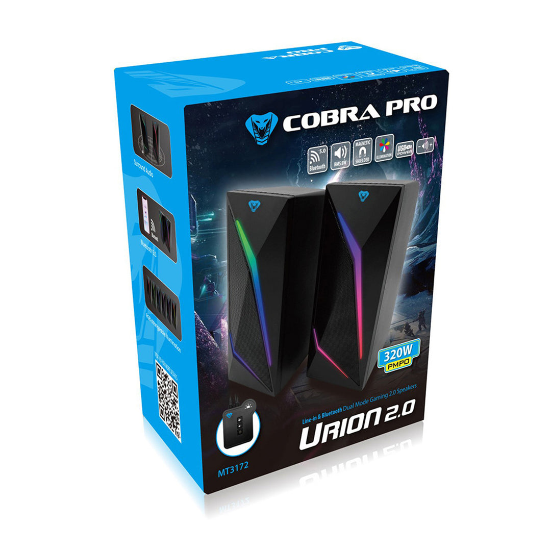 Gaming 2.0-Lautsprecher mit Bluetooth, farbiger RGB-LED-Hintergrundbeleuchtung Media-Tech COBRA PRO URION 2.0 MT3172