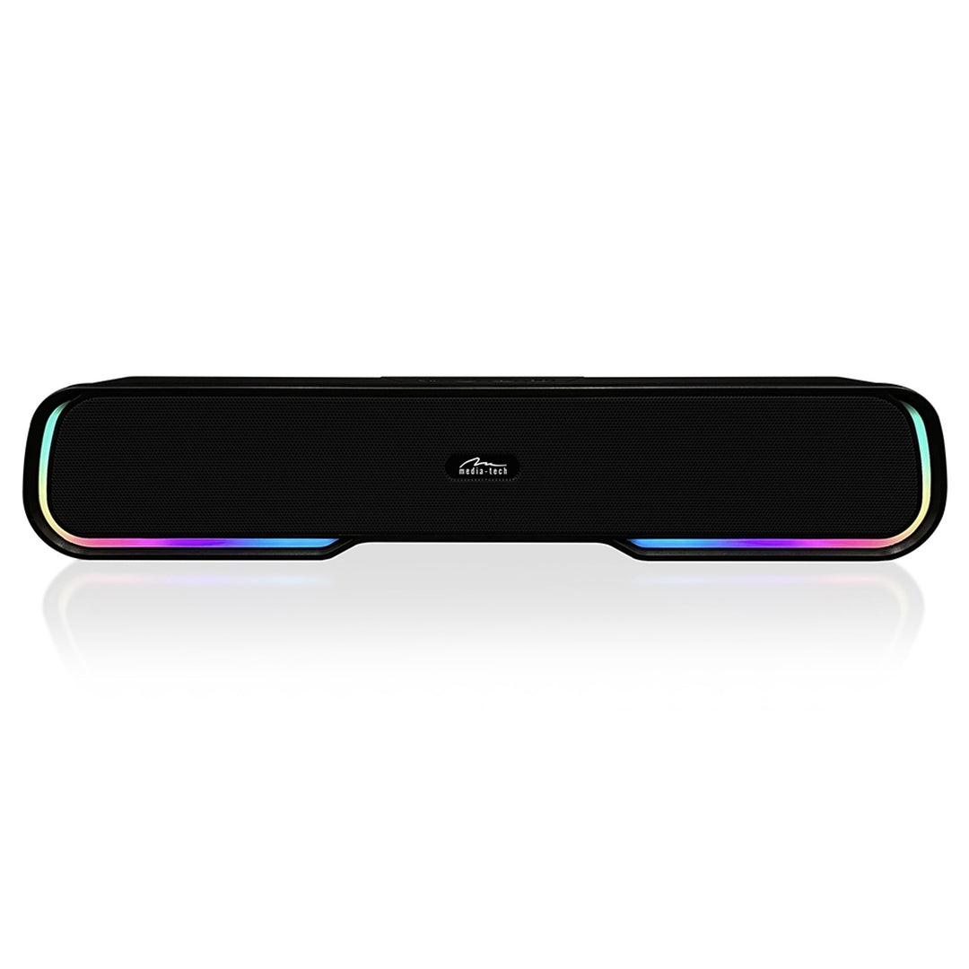 Tragbarer Bluetooth-Soundbar-Lautsprecher, mehrfarbige RGB-Hintergrundbeleuchtung, RMS 10 W, PMPO 450 W, FM-Radio, MP3. AUX, integrierte wiederaufladbare Batterie, Media-Tech PHANTOM BT