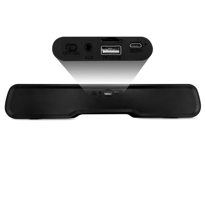 Tragbarer Bluetooth-Soundbar-Lautsprecher, mehrfarbige RGB-Hintergrundbeleuchtung, RMS 10 W, PMPO 450 W, FM-Radio, MP3. AUX, integrierte wiederaufladbare Batterie, Media-Tech PHANTOM BT