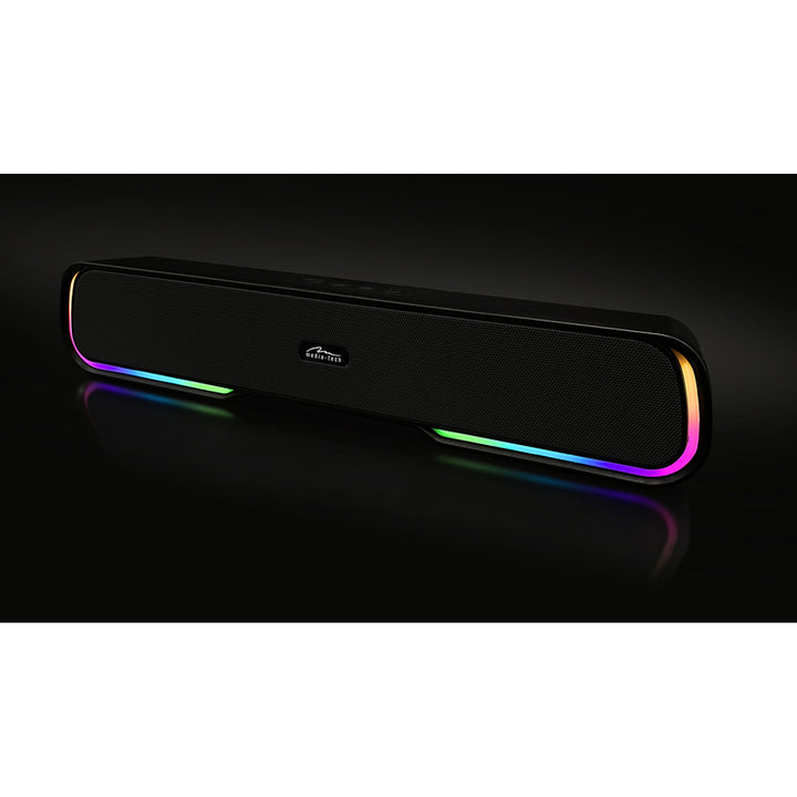 Tragbarer Bluetooth-Soundbar-Lautsprecher, mehrfarbige RGB-Hintergrundbeleuchtung, RMS 10 W, PMPO 450 W, FM-Radio, MP3. AUX, integrierte wiederaufladbare Batterie, Media-Tech PHANTOM BT